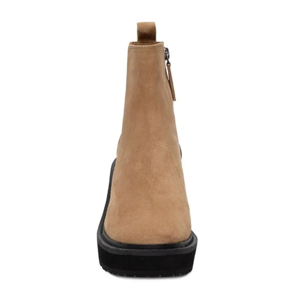 Linea Paolo Leather‎ Ankle Boots Women's Platform Chelsea Winter Tan Size 9.5